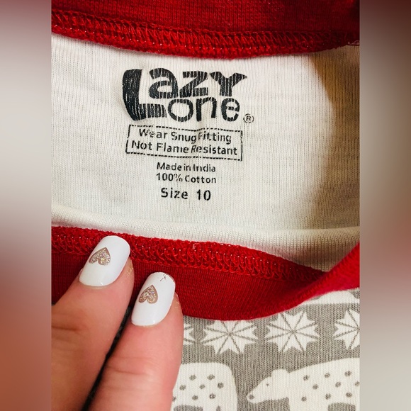 Lazy One Nordic Bear Unisex Kids Long Sleeve Pajama Set | Size 10 | 100% Cotton - Picture 11 of 11